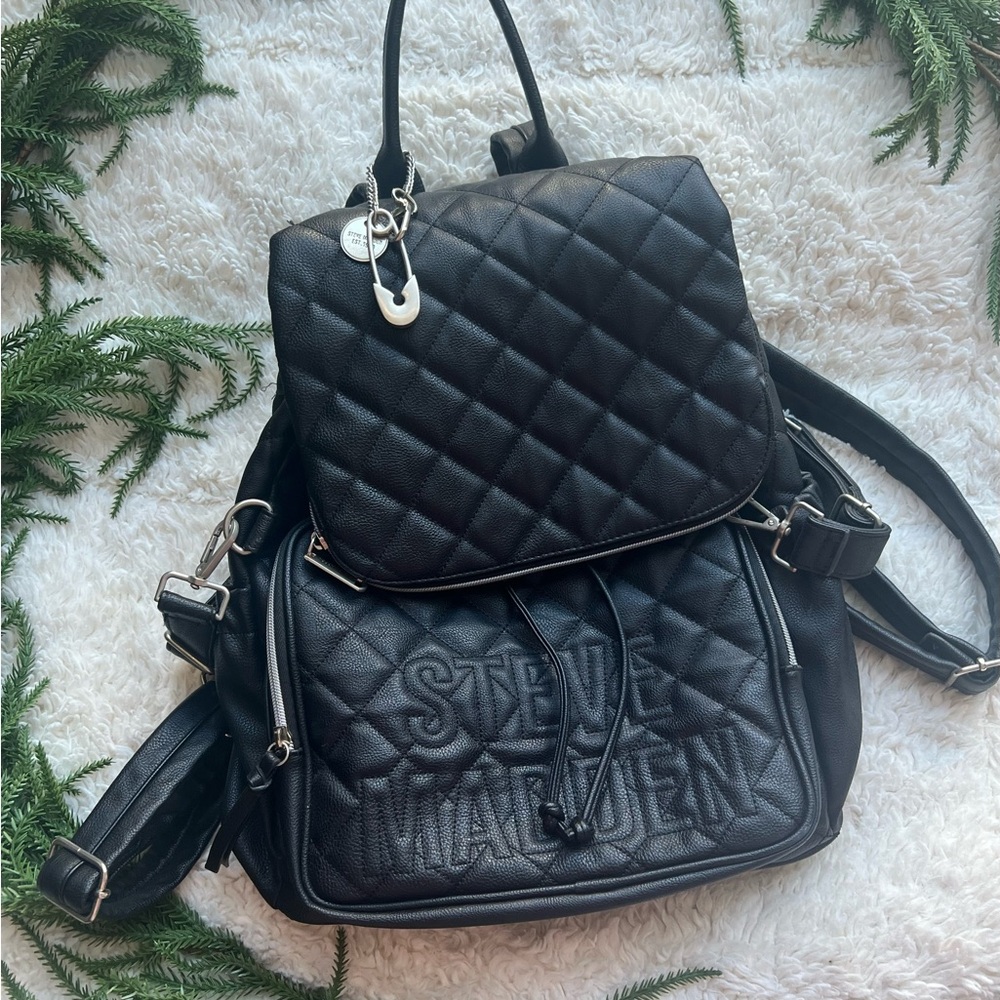 Steve Madden Black Quilted Backpack